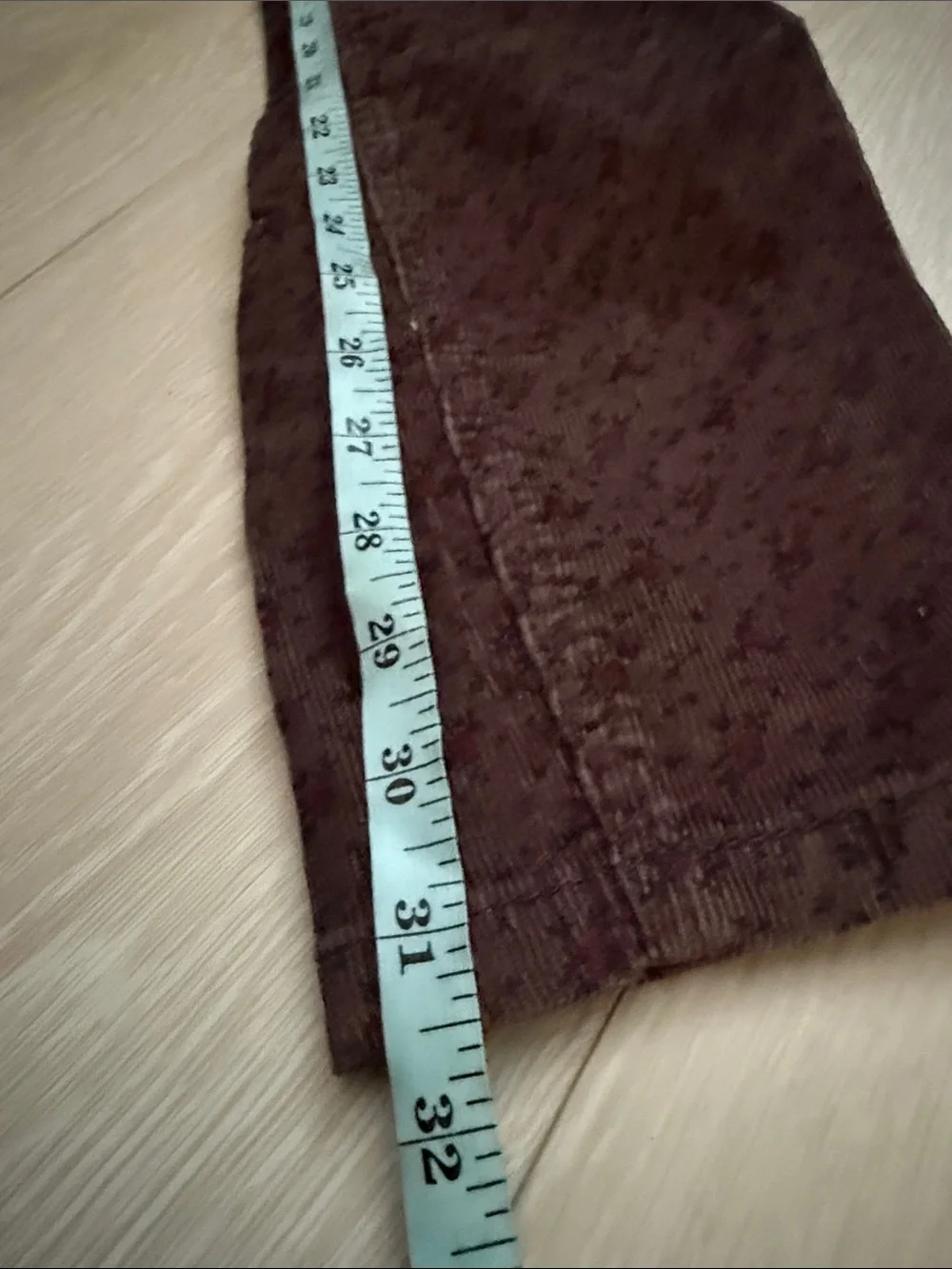 Free People Dark Brown Corduroy Burgundy Floral-Textured Skinny Chinos
